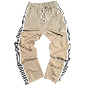 MNML Mens or Women's  L Striped beige Pockets Elastic-Waist Track Pants 30X31‎